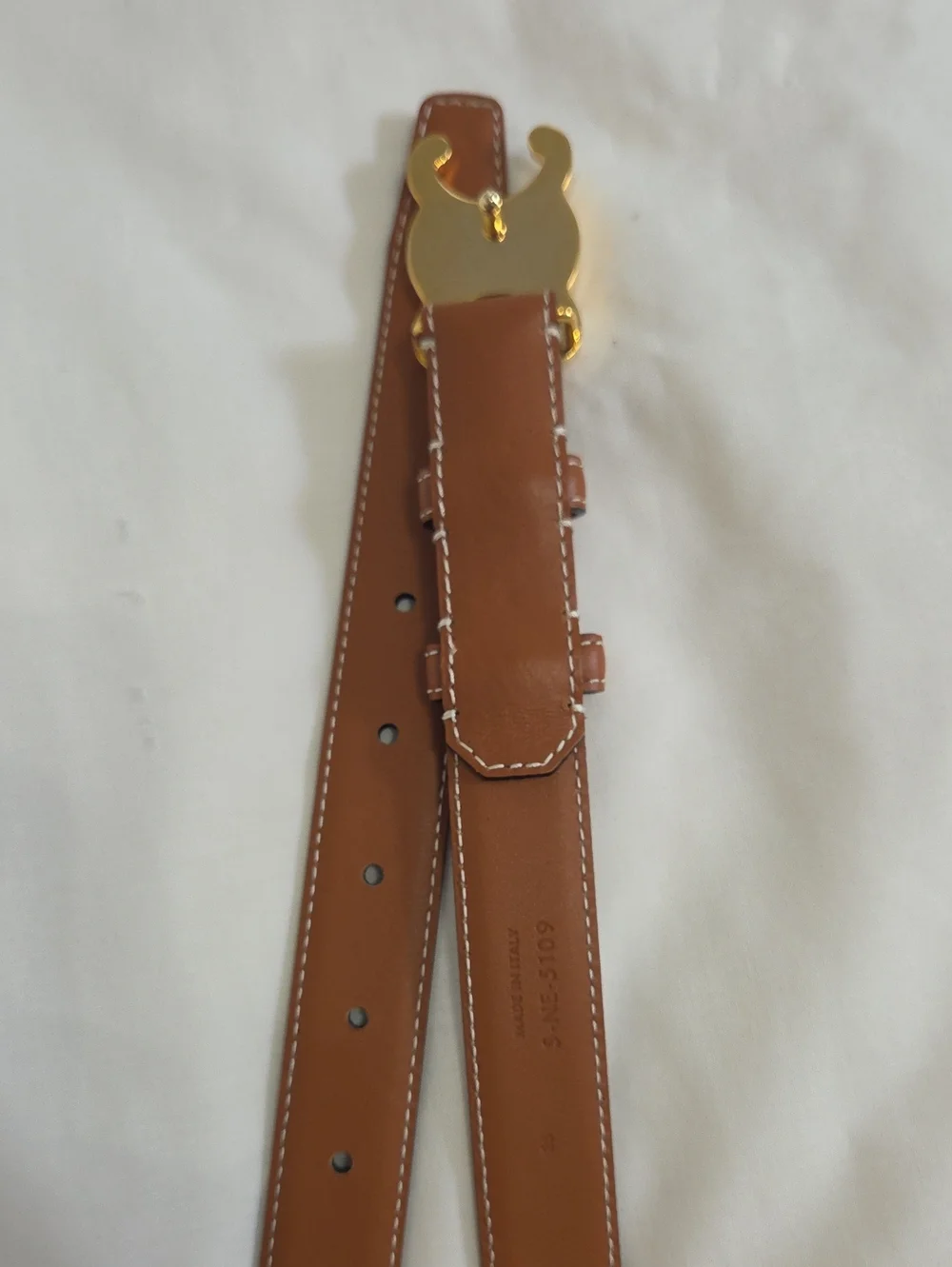 Celine Triomphe Belt Camel Brown Leather 85cm